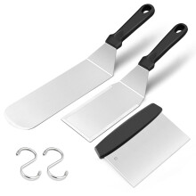 Joyfair Griddle Spatula Set, Stainless Steel BBQ Spatula Set of 3, Burger Turner/Griddle Accessories/Pancake Flipper Great for Cast Iron BBQ Grill