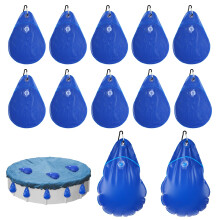 12pcs Pool Cover Weights with Hooks, Leakproof Swimming Pool Wall Cover Hanging Water Bags Antifreezing Winter Pool Tarp Weights for Swimming Pool