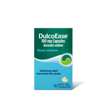 DulcoEase 100 mg Docusate Sodium Capsules - Softening Constipation Relief - Pack of 30 Soft Gel Capsules - Stool Softening Laxative
