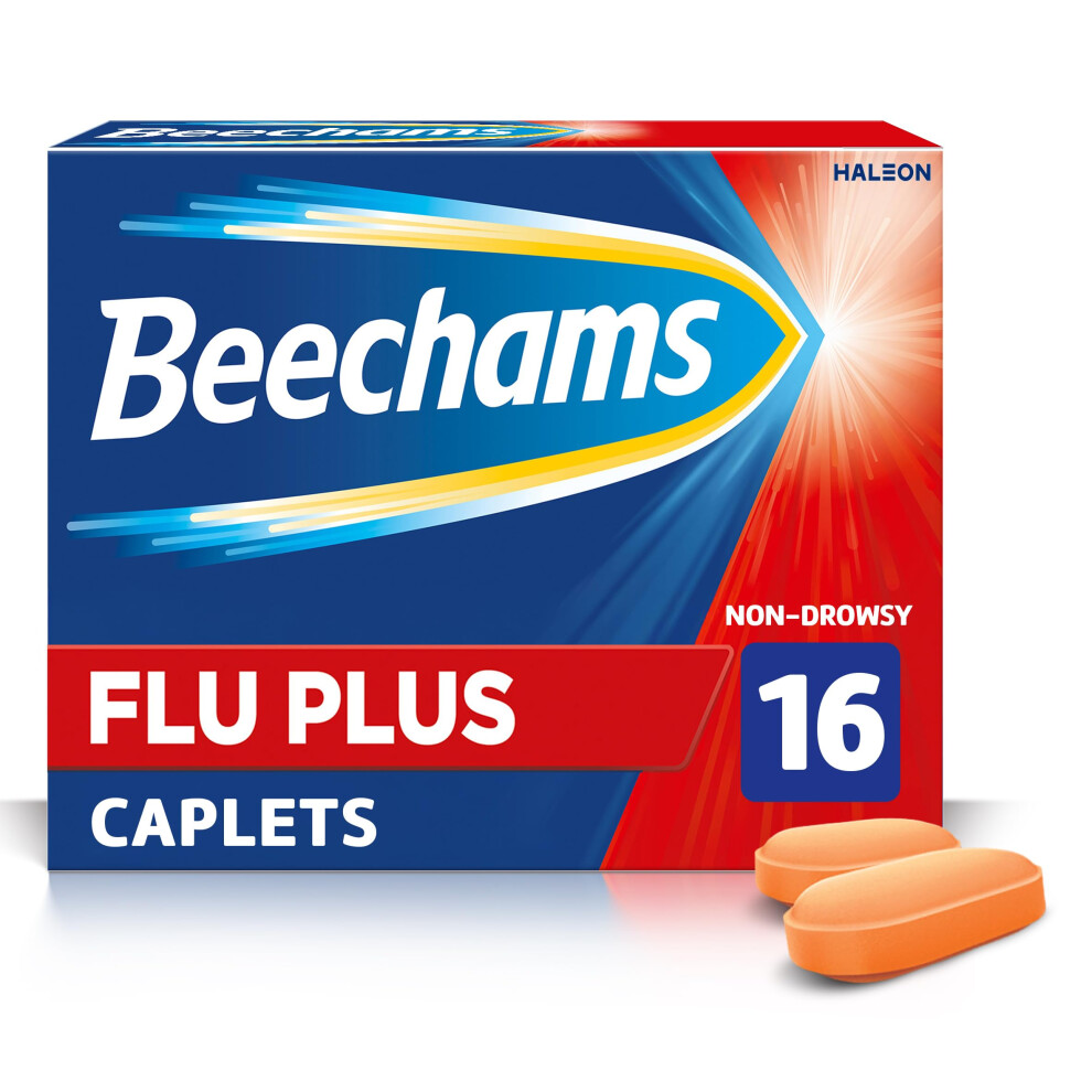Beechams Flu Plus Caplets, Cold & Flu Relief Medicine For Adults, With Paracetamol, 16S