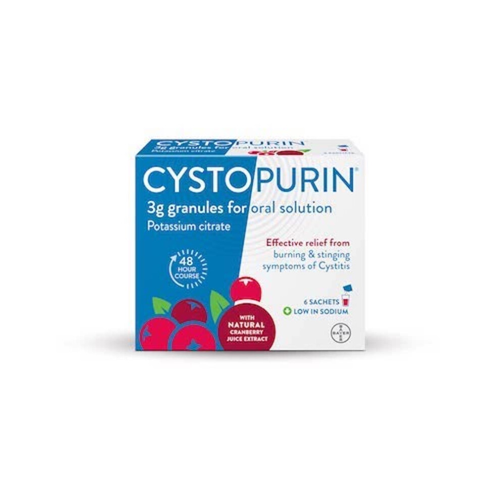 Cystopurin Cystitis Relief, Cranberry Flavour And Low In Sodium, 6 Sachets
