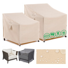F&J Outdoors Garden Chair Covers Patio Waterproof Lounge Chair Rocking Adirondack Chair Cover Outdoor Furniture Covers Rattan Sofa Covers 2 Suit Beige