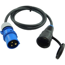 NWP Adapter CEE Plug 230 V 16 A to Schuko Coupling - 1.5 m Connection Cable 3 x 2.5 Rubber Hose Cable - IP44 - For Camping, Caravan, Boat, Markets