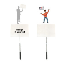 Crhexpva Parades Slogan Poles with White Board,Answer Paddle Warning Signs Support Placards with Handle for Ceremonies Sale Vote Sports, Small Sign