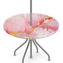 KNEMI Outdoor Round Tablecloth with Umbrella Hole, Iridescent Flower Patio Table Cover Whimsical Flower Fitted Tablecloth Waterproof Umbrella Table