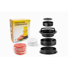 LyHogar 3-in-1 Hamburger Press ? Adjustable Mould for Classic, Mini and Sandwich Burgers ? Includes 100 Non-Stick Papers