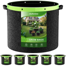 idyllictime Grow Bags 6 Pack 2MM 400G More Heavy Duty Thickened Nonwoven Garden Plant Fabric Pots (Black, 37 Liter/10 Gallon)
