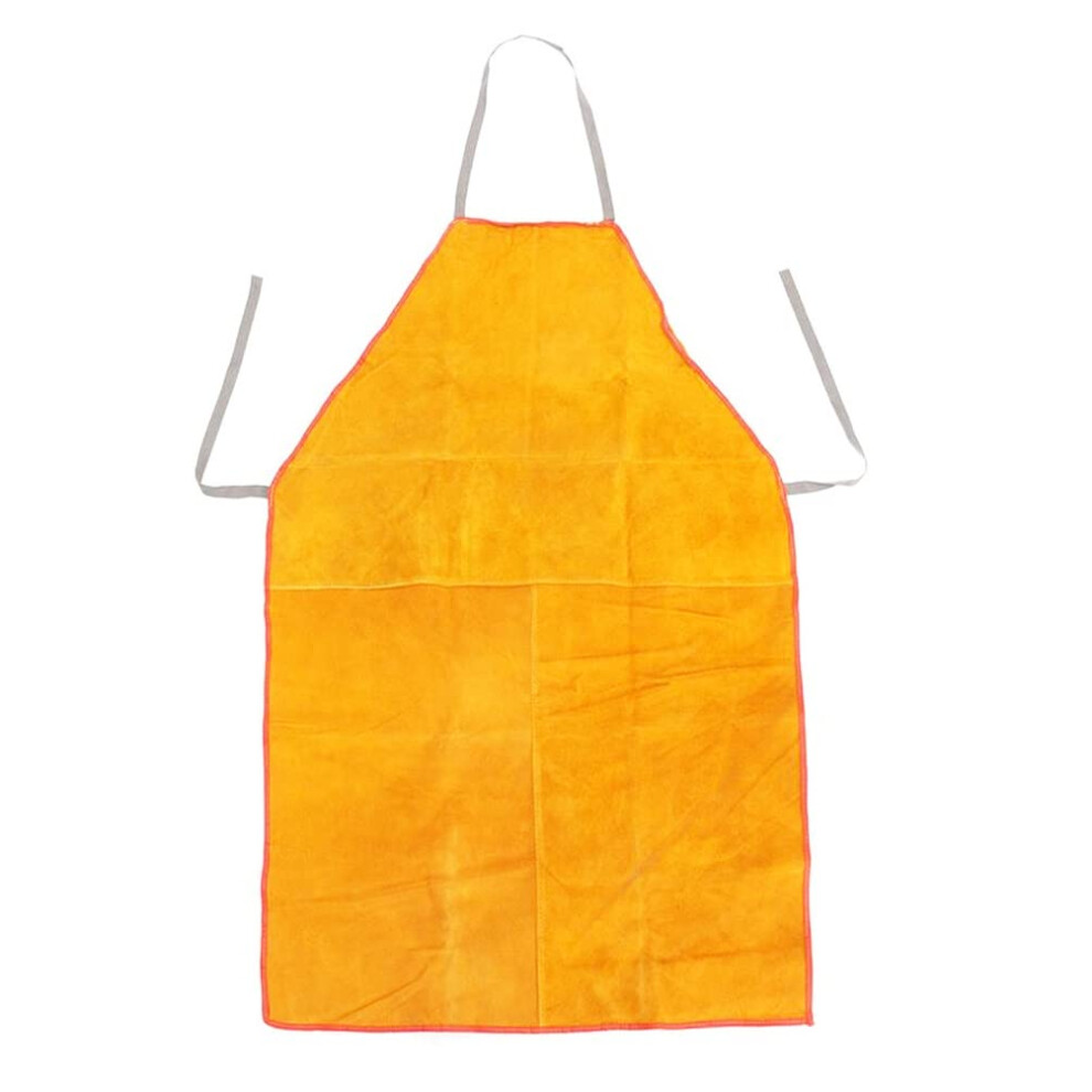 Leather Welding Apron Heavy Duty Cowhide Heat Resistant Full Coverage Work Apron For Blacksmiths Yellow 60X90cm 9330225541400