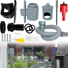 Rainwater Diverter Kit, Water Butt Filler Kit for Downpipes, Rainwater Collector fits Square Downpipes, Connects Downpipe to Water Butt, Water