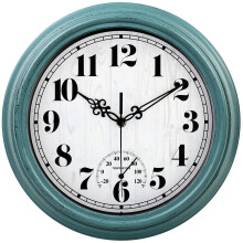 zyzamay 12 Inch Indoor Outdoor Clocks,Waterproof Wall Clock with Thermometer,Easy to Read,Non-Ticking Battery Operated Quality Quartz Clock,
