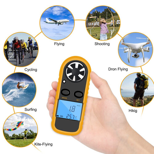 Medidor digital de velocidade do vento, anemômetro com termômetro, design compacto e prático, compatível com computadores, ventiladores e eq 2