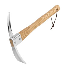 Eadwiella Stainless Steel Pick Axe Mattock, with Wooden Handle Garden Hoe for Gigging, Loosening Soil, Gardening, Camping, Planting Vegetables and