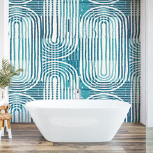 (Medium (3m X 2.4m)) Curved Line Texture - Blue