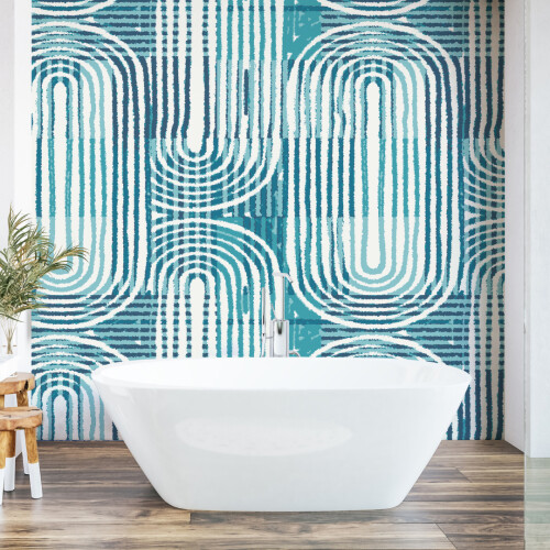 (Medium (3m X 2.4m)) Curved Line Texture - Blue