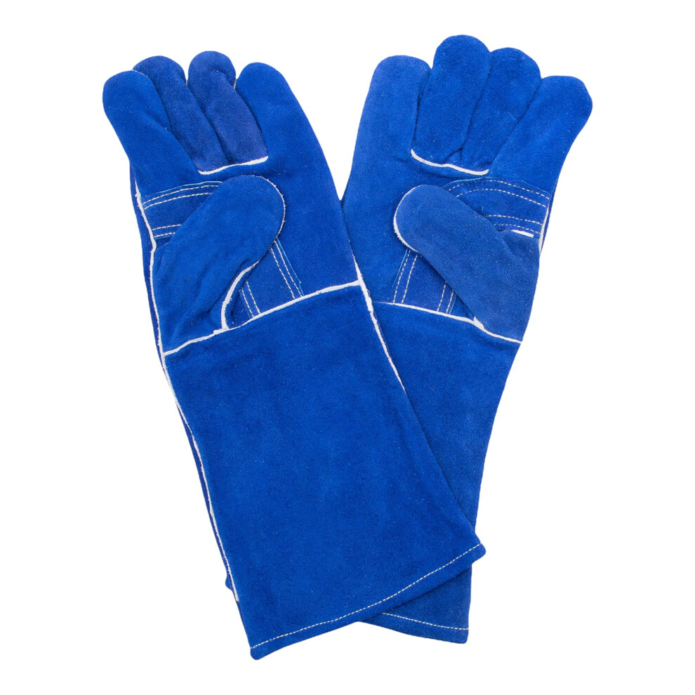 Split Suede Leather Welding Gloves Blue Xlarge Heat Resistant Ergonomic Wing Thumb 9073542244240