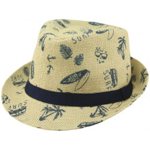 (Natural Surf, L) Tom Franks Mens Straw Trilby Sun Hat