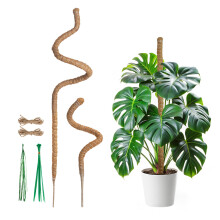 Mcbazel Moss Pole, 60CM+120CM/23.6in+47in Bendable Coir Plant Poles for Climbing Plants Support, Indoor Outdoor Cheese Monstera Plant Support with