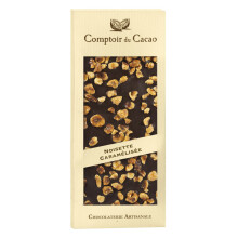 Comptoir du Cacao Dunkle Schokolade Tafel Karamellisierte Haselnüsse 90g