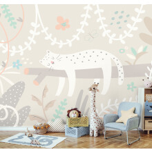 (Large (3.5m X 2.8m)) Sleeping Jungle Leopard Grey