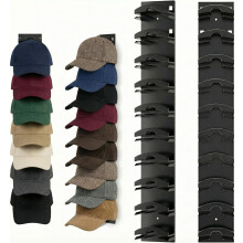 Furkoazki 2 Pack Hat Organizer for Baseball Caps - Wall Mounted Cap Storage Rack, Black Adhesive Hanger Display, Holds 20 Hats, Multi-Layer Design for