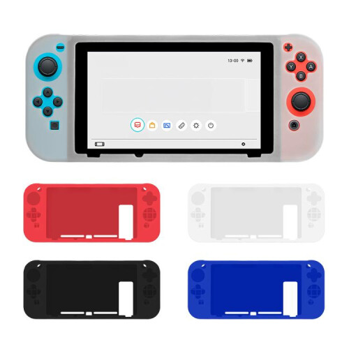 compatible Nintendo Switch Game Console Solid Color Silicone Full Protective Case(White) 1