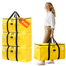 Large Moving Bags and Storage Bags, 95L Heavy Duty Moving Boxes with Reinforced Bottom & Wrap-Around Handles, Tear-Resistant Reusable Packing Bags for