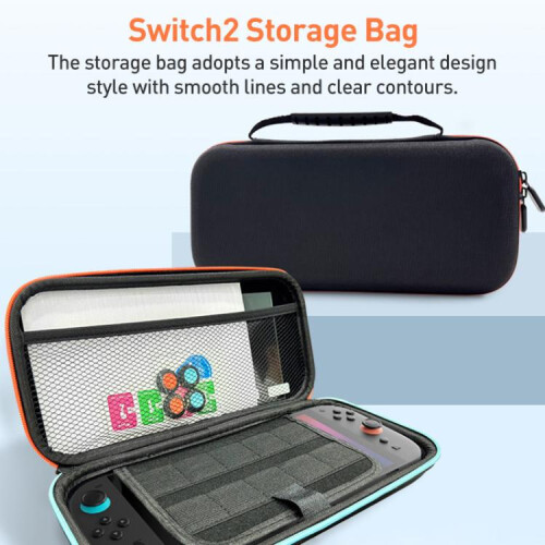 compatible Nintendo Switch 2 iPlay HBS-2840 Handle Protection Set Storage Bag(Black) 1