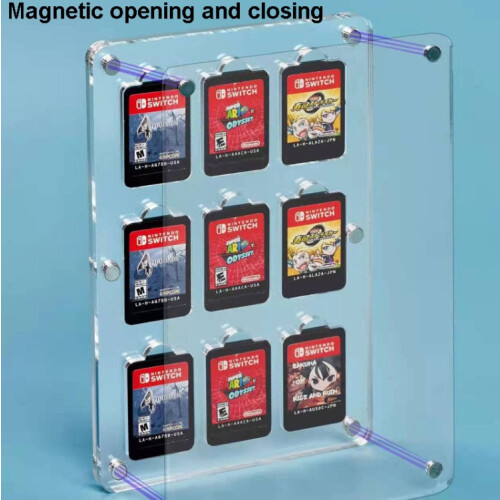 9 Grid Transparent Crystal Magnetic Game Card Storage Box compatible Switch 2