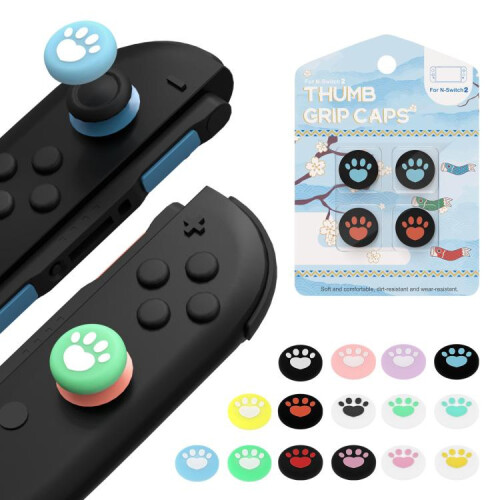 compatible Nintendo Switch 2 Joy-Con 2pairs Claw-Print Silicone Thumb Grip Caps Button Covers(Orange Blue) 1