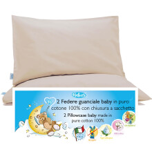 4BABIES -Federa Baby Pillow 40 x 60 cm ? Set of 2 Pillowcases for Cot and Cot Pillow, 100% Pure Cotton, Made in Italy, Envelope Closure, OEKO-TEX