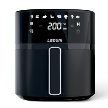 Leduni Oil Free Air Fryer 6L Capacity 1700 W, Easy Use, Touch Panel Air Fryer, Adjustable Temperature 80-200?C, Energy Saving up to 70% (Black 6L)