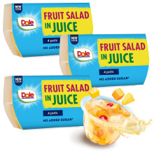 Dole Mixed Fruit In Juice With Cherry 3 x 4 Packs of Assorted Fruits, Healthy Snack, No Added Sugar Fruit Cocktail Bowls