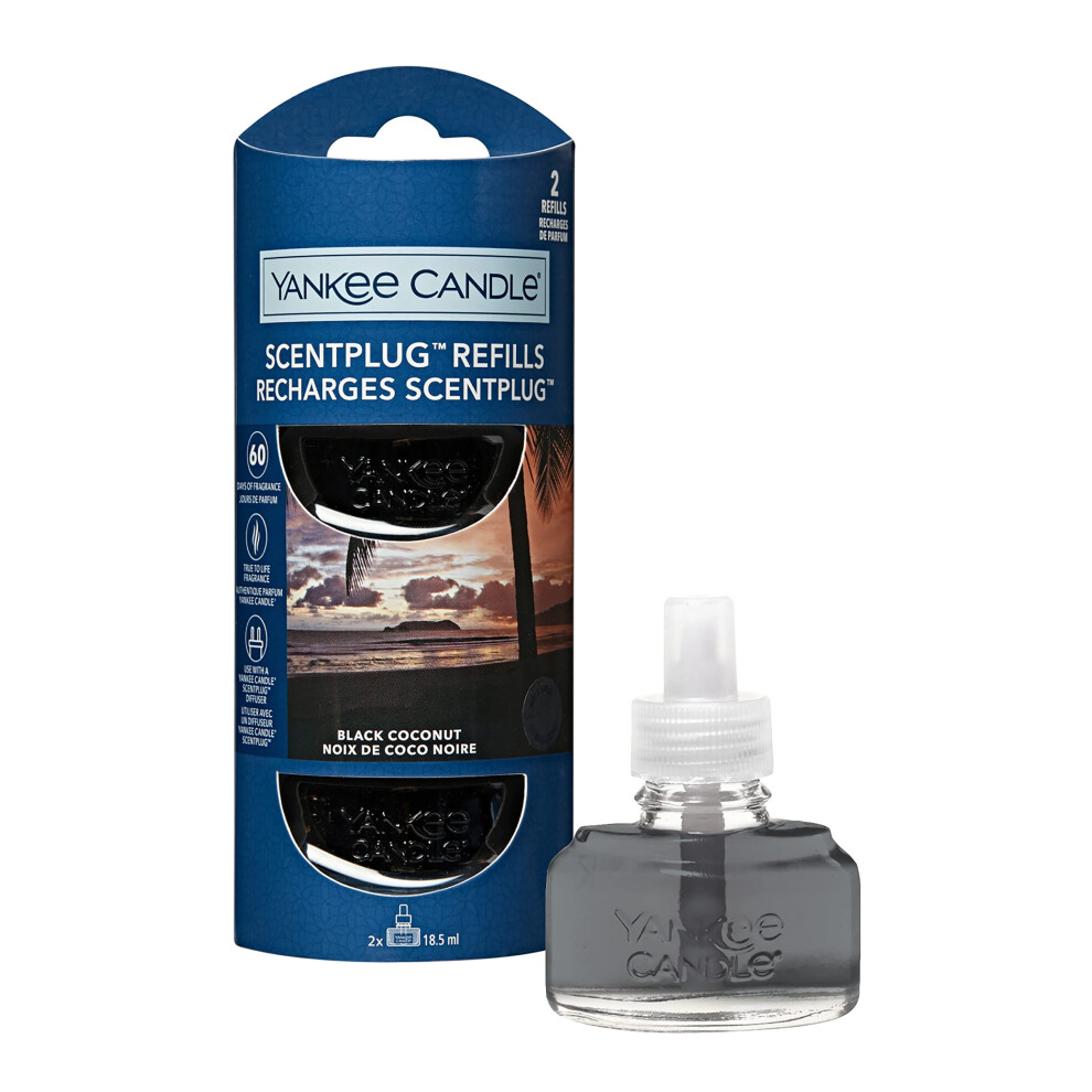 Yankee Candle Scentplug Fragrance Refills | Coconut Plug In Air Freshener Oil | Up To 60 Days Of Fragrance | 2 Count Black