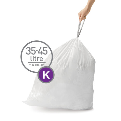 simplehuman CW0260 code K Custom Fit Bin Liner Bulk Pack, White Plastic (3 Pack of 20, Total 60 Liners) 2