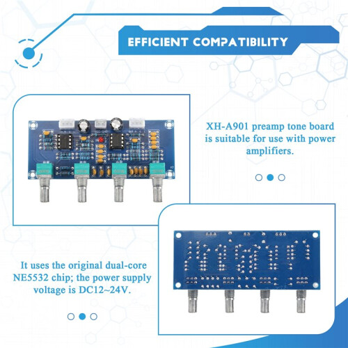 XH-A901 Tone Board Preamp Pre-Amp med Diskant Bas Volymjustering Förförstärkare Tone Controller för Amplifier Board