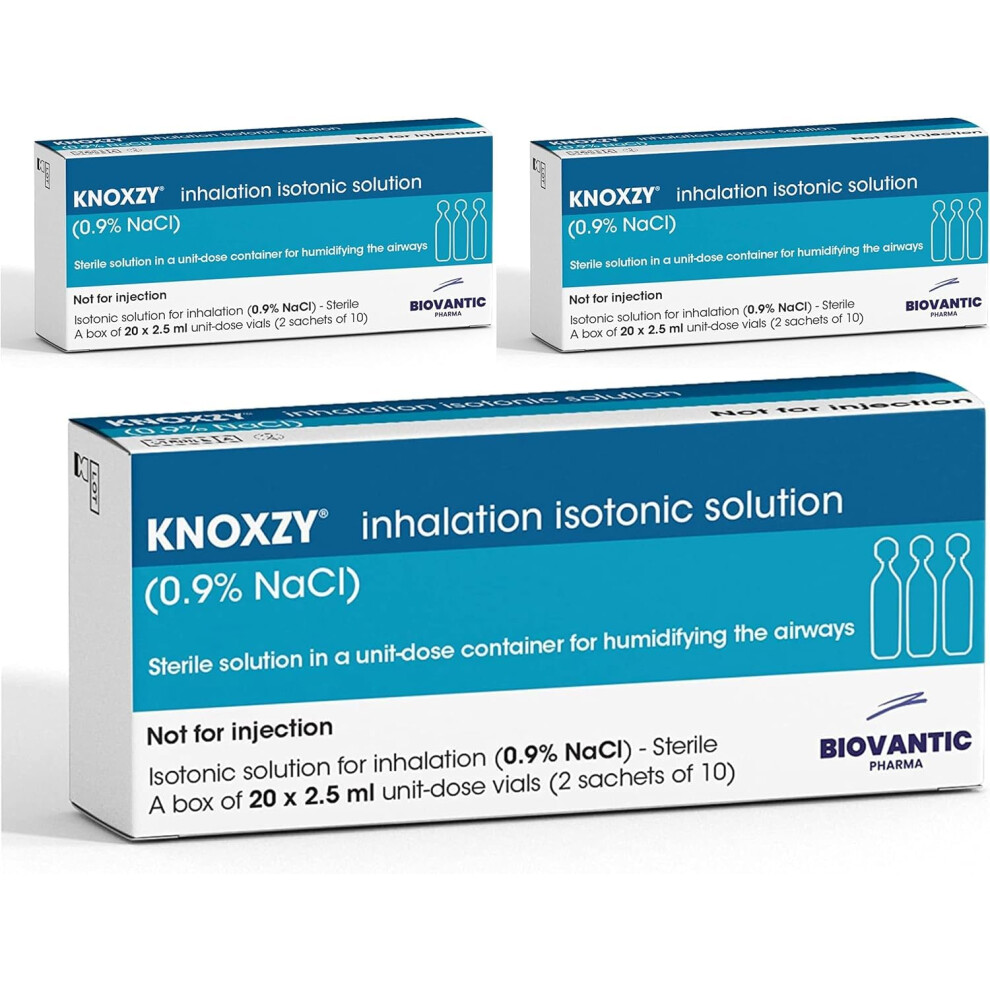 Knoxzy Isotonic Saline Solution 0.9% - Sodium Chloride Nacl - Inhalation Saline Solution For Humidifying The Airways Unit Dose Vials, Pharmaceutical