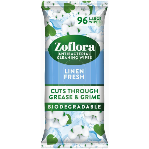 Zoflora Zoflora Linen Fresh Biodegradable Wipes - 96 Sheets - Antibacterial 1