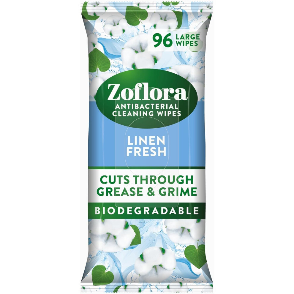 Zoflora Linen Fresh Biodegradable Wipes, Antibacterial Multi-Surface Cleaning Wipes, Kills 99,9% Of Bacteria & Viruses, Convenient, Quick Cleaning