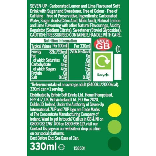 7UP Regular 330ml Can (Pack of 24) 1