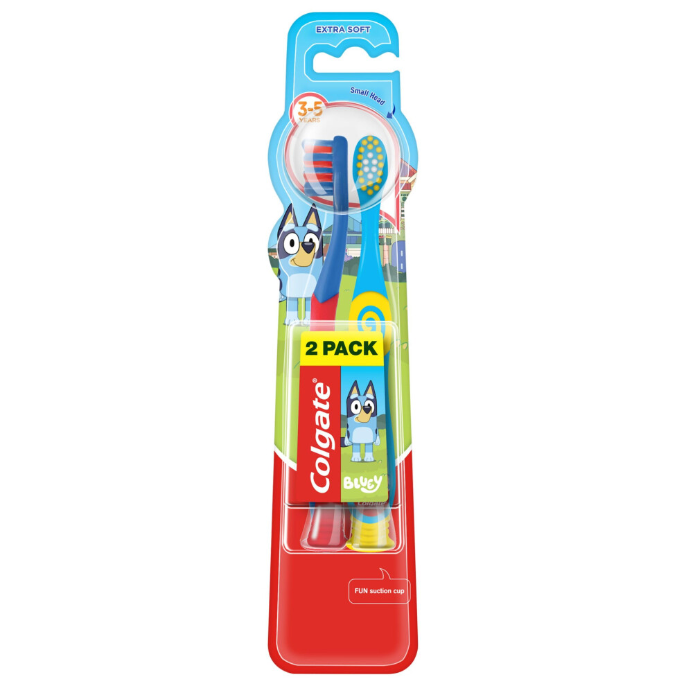 Colgate Kids Bluey Toothbrush 3-5 Years, ChildrenâS Toothbrush X2, Small Brush H
