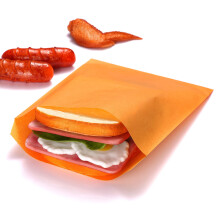 Quotidian Orange Flat Large Greaseproof Paper Sandwich Bags 6 3/4" x 8'' (17 x 20.3cm) Pack of 100 - Cookies Pastry Food Snack Wraps Baggies