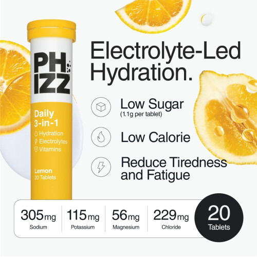Phizz Electrolytes, Multivitamin Tablets - Lemon, 20 Tablets 2
