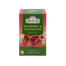 Ahmad Tea Green Tea | Raspberry & Pomegranate Green Tea | 20 Teabag Sachets | 1 Pack