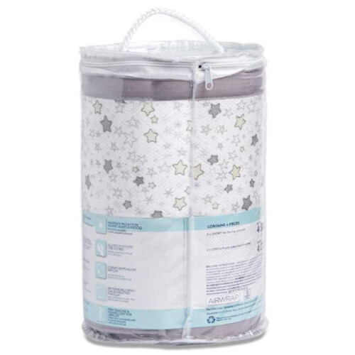 Airwrap 2 Sided Breathable Muslin Cot Liner - Starry Night Grey 1