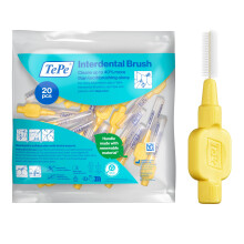 TePe Interdental Brush, Extra Soft, Yellow, 0.7mm/ISO 4, 20pcs, efficient Cleaning Between Teeth, Plaque Remover, Dental flosser for Small Gaps