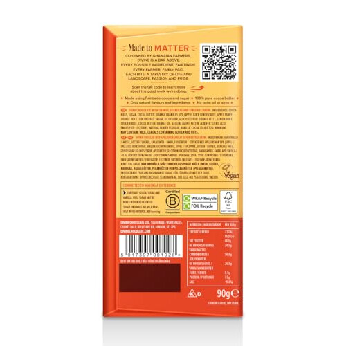 Divine 70% Dark Chocolate, Ginger & Orange, 90g 2