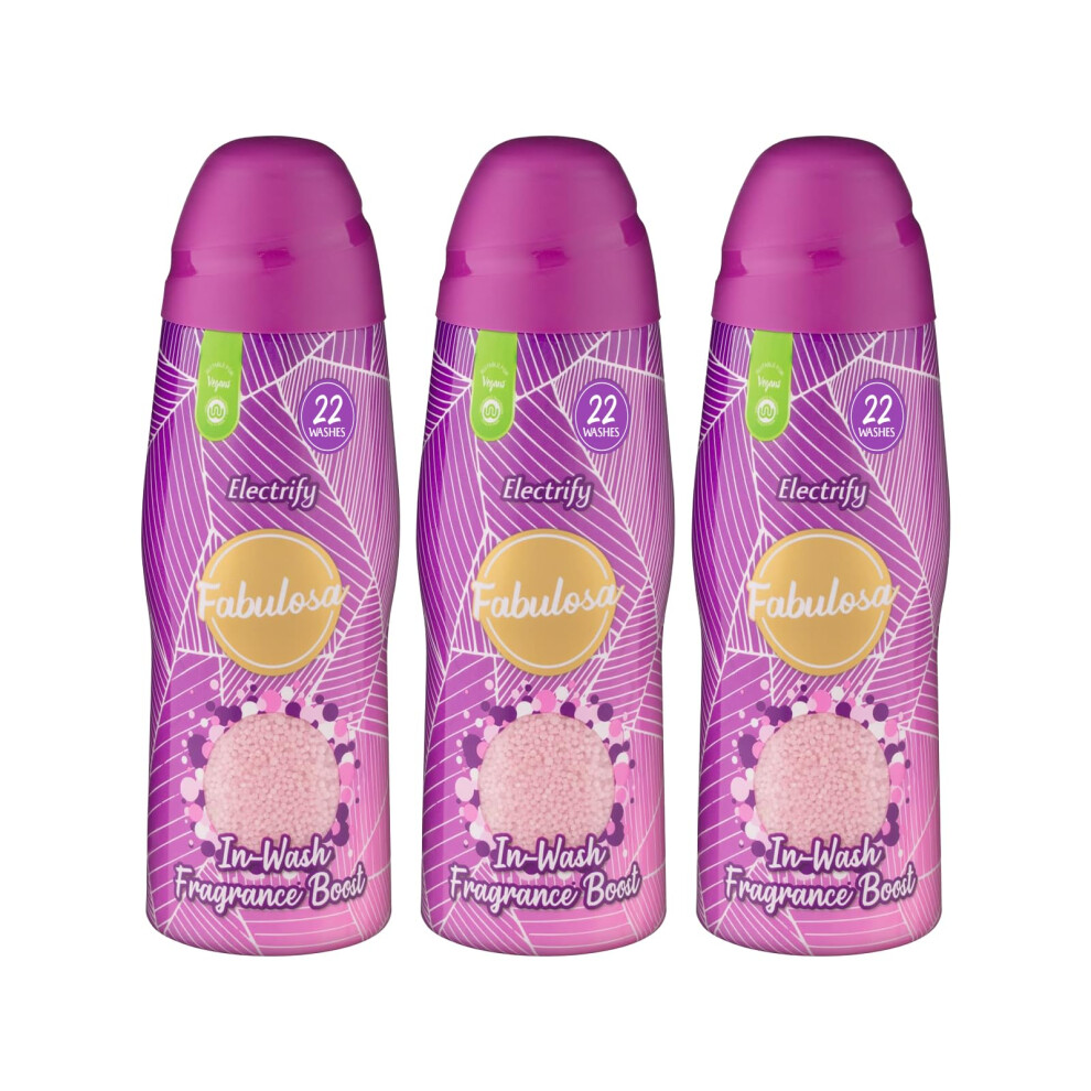 Fabulosa In-Wash Laundry Fragrance Boost, Made Using Salt Crystals, In-Wash Scent Booster Laundry, 66 Washes, Pack Of 3 X 400G, Electrify