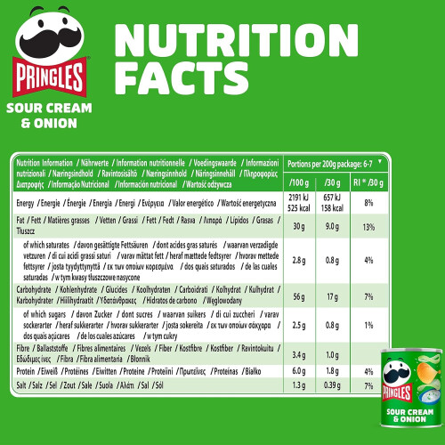 Pringles Pringles Sour Cream & Onion Crisp Cans, 12x40g 1