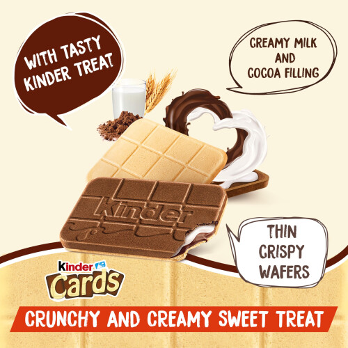 Kinder Cards Wafer Biscuit Chocolate Bars, Bulk Chocolate Multipack, Crispy Wafe 1