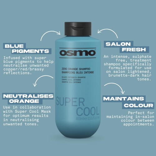 Osmo OSMO Super Blue Zero Orange Shampoo for Brunettes  Blue Toning  No Yel